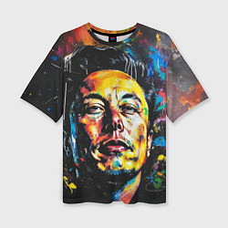 Женская футболка оверсайз Граффити портрет Илона Маска