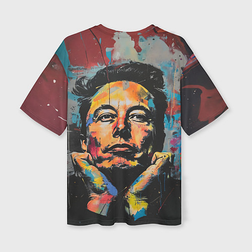 Женская футболка оверсайз Илон Маск граффити портрет / 3D-принт – фото 2