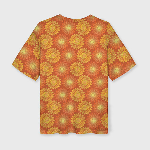 Женская футболка оверсайз Паттерн из желтых цветов / 3D-принт – фото 2