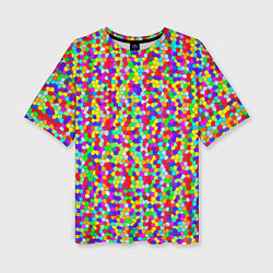 Женская футболка оверсайз Разноцветная мелкая мозаика
