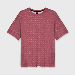 Женская футболка оверсайз Светлый бордовый паттерн мелкие полосочки