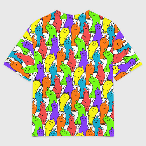 Женская футболка оверсайз Весёлые цветные презервативы / 3D-принт – фото 2