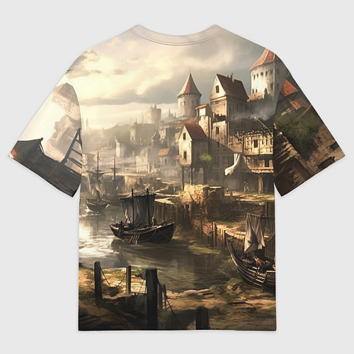 Женская футболка оверсайз Assassins creed старый город / 3D-принт – фото 2