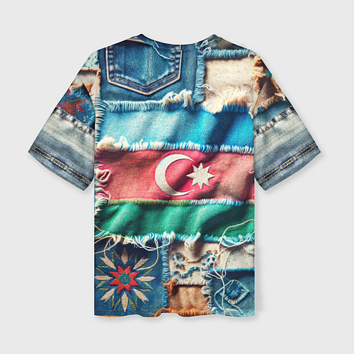 Женская футболка оверсайз Пэчворк джинсы в Азербайджане / 3D-принт – фото 2