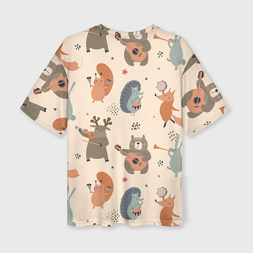 Женская футболка оверсайз Животные с инструментами / 3D-принт – фото 2