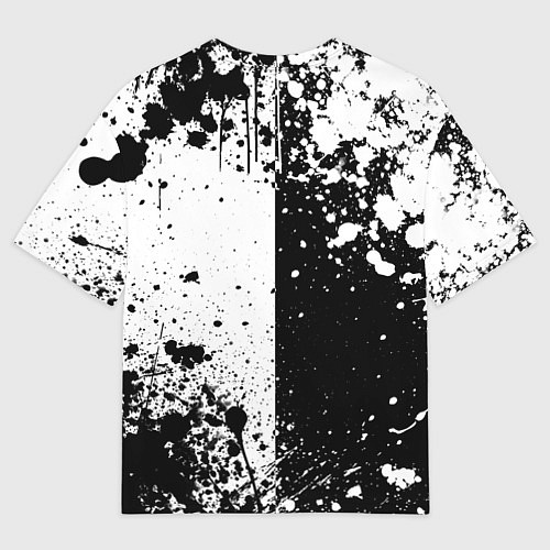 Женская футболка оверсайз Стальной алхимик - брызги черно-белые / 3D-принт – фото 2