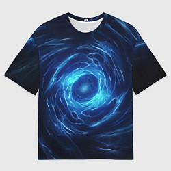 Женская футболка оверсайз Взрыв синий геометрической абстракции