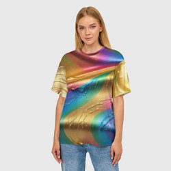 Футболка оверсайз женская Жидкий радужный металл, цвет: 3D-принт — фото 2