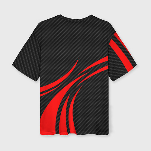 Женская футболка оверсайз GTR Nissan - Carbon and red / 3D-принт – фото 2