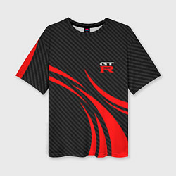 Женская футболка оверсайз GTR Nissan - Carbon and red