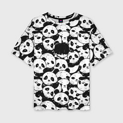 Женская футболка оверсайз Выходной господина злодея с пандами