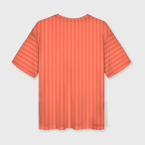 Женская футболка оверсайз Полосатый розово-оранжевый / 3D-принт – фото 2