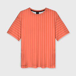 Женская футболка оверсайз Полосатый розово-оранжевый