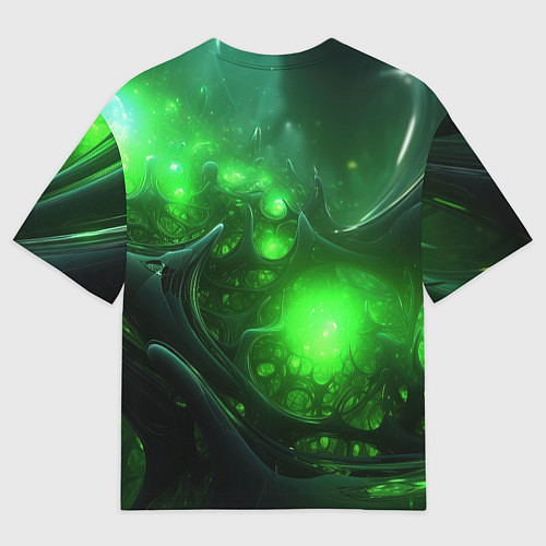 Женская футболка оверсайз Зеленая кислотная яркая неоновая абстракция / 3D-принт – фото 2