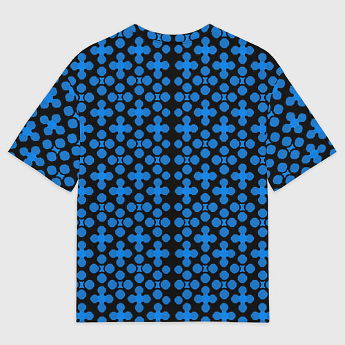 Женская футболка оверсайз Синие четырёхлистники на чёрном фоне / 3D-принт – фото 2