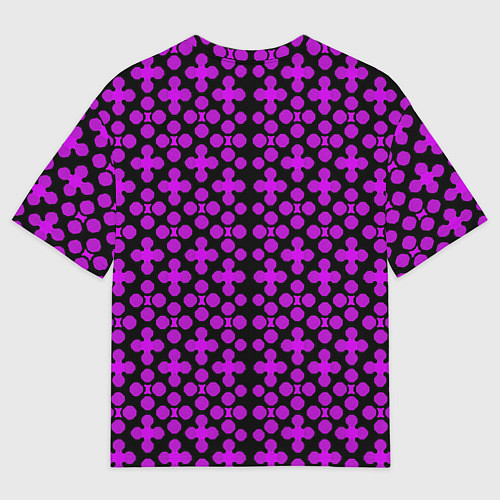 Женская футболка оверсайз Розовые четырёхлистники на чёрном фоне / 3D-принт – фото 2