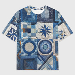 Женская футболка оверсайз Denim patchwork - ai art
