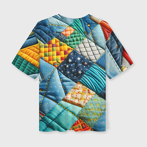 Женская футболка оверсайз Лоскутное одеяло - пэчворк / 3D-принт – фото 2