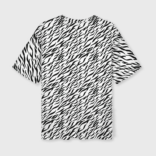 Женская футболка оверсайз Чёрно-белый имитация шкуры / 3D-принт – фото 2