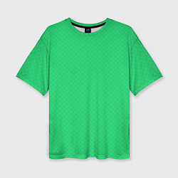 Женская футболка оверсайз Яркий зелёный текстурированный в мелкий квадрат