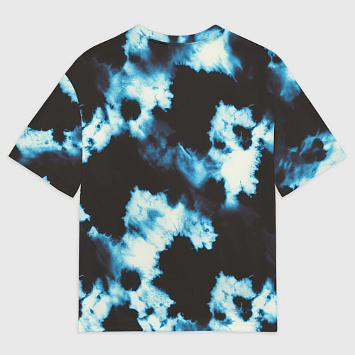 Женская футболка оверсайз Чёрно синий тай дай / 3D-принт – фото 2