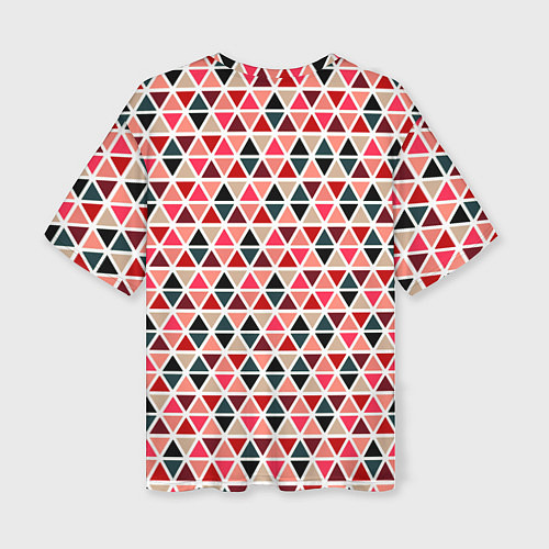 Женская футболка оверсайз Бирюзово-розовый геометричный треугольники / 3D-принт – фото 2