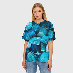 Футболка оверсайз женская Аквамарин камни минералы крупный план, цвет: 3D-принт — фото 2