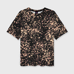 Женская футболка оверсайз Чёрный с напылением персикового цвета