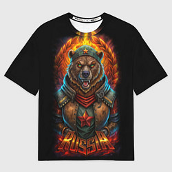 Женская футболка оверсайз Русский военный медведь солдат