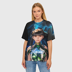 Футболка оверсайз женская Stellar Blade Eve ice background, цвет: 3D-принт — фото 2