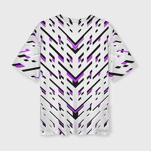 Женская футболка оверсайз Black and purple stripes on a white background / 3D-принт – фото 2