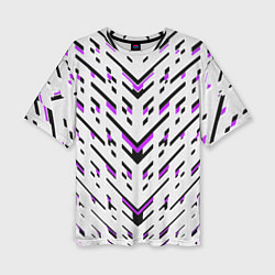 Женская футболка оверсайз Black and purple stripes on a white background