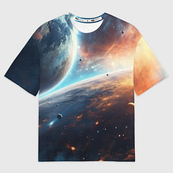 Женская футболка оверсайз Космос и планеты