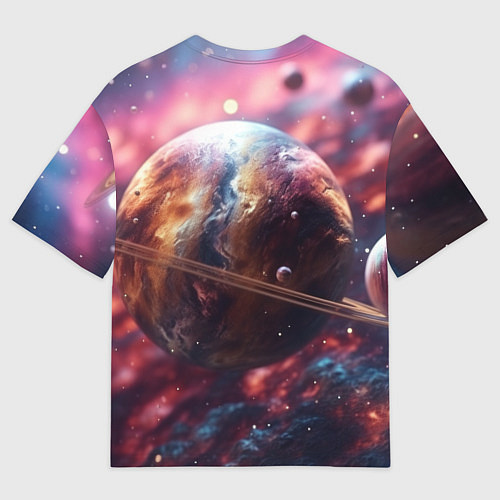 Женская футболка оверсайз Объемный космос и планеты / 3D-принт – фото 2