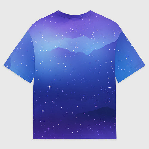 Женская футболка оверсайз Синий космос и звезды / 3D-принт – фото 2