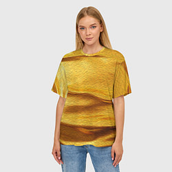 Футболка оверсайз женская Золотая поверхность с волнами и рябью, цвет: 3D-принт — фото 2