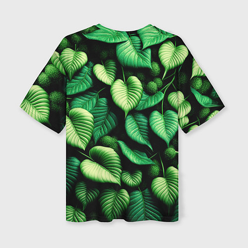 Женская футболка оверсайз Зеленые листья и мох / 3D-принт – фото 2