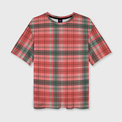 Женская футболка оверсайз Красно-серая шотландская клетка