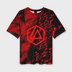Женская футболка оверсайз Linkin park red logo
