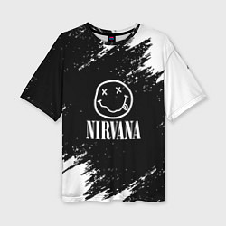 Женская футболка оверсайз Nirvana текустура краски
