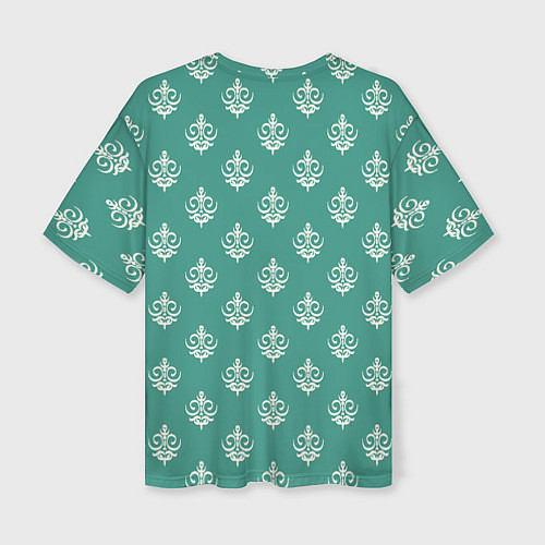 Женская футболка оверсайз Винтажный орнамент на бирюзовом / 3D-принт – фото 2