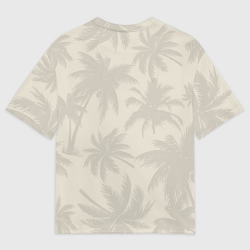 Женская футболка оверсайз Бежевые пальмы паттерн / 3D-принт – фото 2