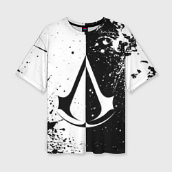 Женская футболка оверсайз Assasins Creed - black and white