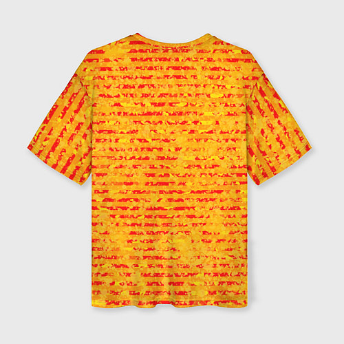 Женская футболка оверсайз Яркий красно-жёлтый абстарктный полосатый / 3D-принт – фото 2