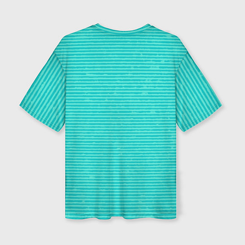 Женская футболка оверсайз Ментоловый текстурированный в полоску / 3D-принт – фото 2