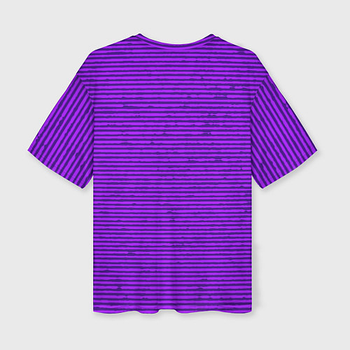 Женская футболка оверсайз Сочный фиолетовый в полоску / 3D-принт – фото 2