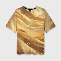 Женская футболка оверсайз Золотистая текстура с блестками