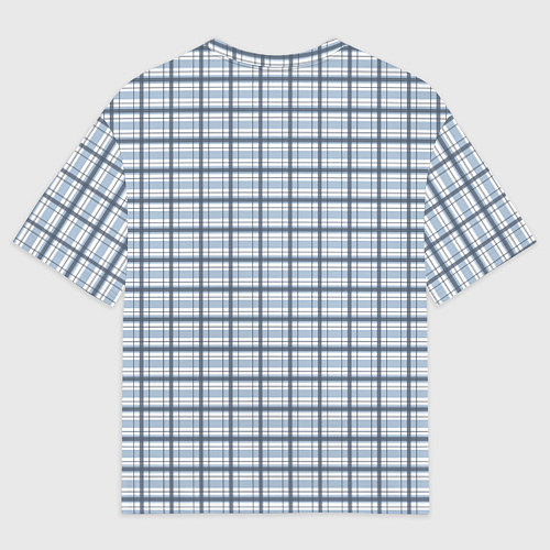 Женская футболка оверсайз Светлый бело-синий паттерн клетчатый / 3D-принт – фото 2