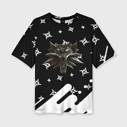 Футболка оверсайз женская Ведьмак медальён лого паттерн, цвет: 3D-принт