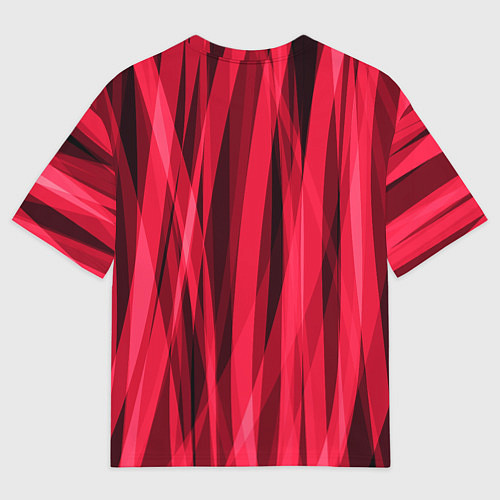 Женская футболка оверсайз Красно-розовые абстрактные полосы / 3D-принт – фото 2